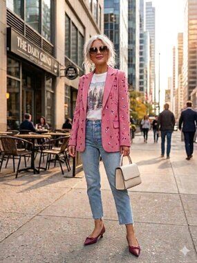 EUC Nine West dusty pink snakeskin python leather & textile cone heel shoes, 10M